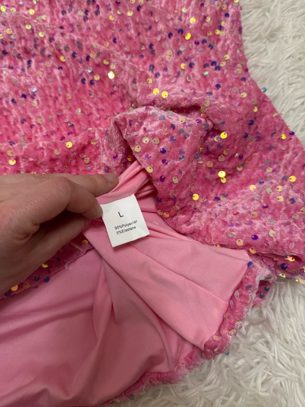 Pink Sequin Dress Sparkly Pink Dress - Picture 5 of 6